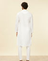 alt message - Manyavar Men Ivory White Kurta Set with Mirror work image number 4