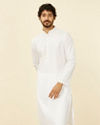 alt message - Manyavar Men Ivory White Kurta Set with Mirror work image number 0