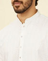 Manyavar Men Ivory White Kurta Set with Mirror work