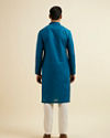 Manyavar Men Teal Blue Striped Plain Kurta Set image number 5