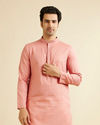Coral Peach Neck Embroidered Kurta Set