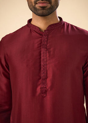 Manyavar Men Maroon Majesty Kurta Pajama