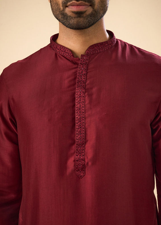 Manyavar Men Maroon Majesty Kurta Pajama