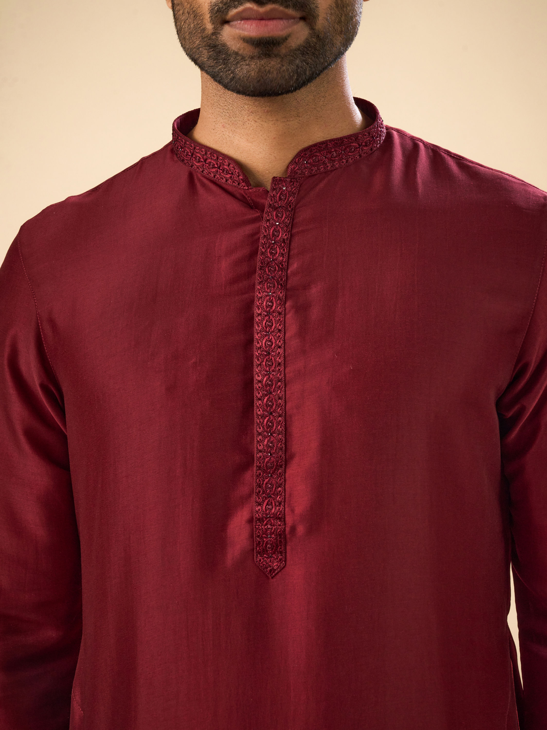 Manyavar Men Maroon Majesty Kurta Pajama