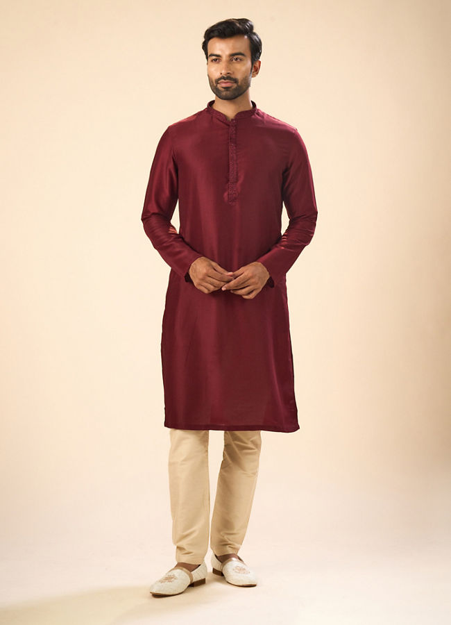 Manyavar Men Maroon Majesty Kurta Pajama