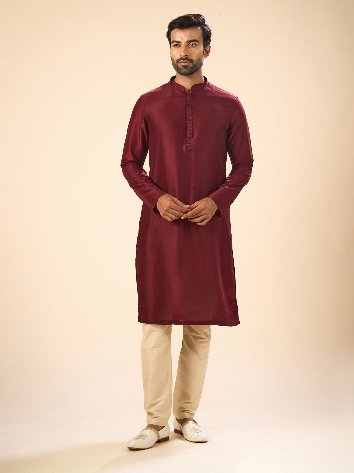 Manyavar Men Maroon Majesty Kurta Pajama