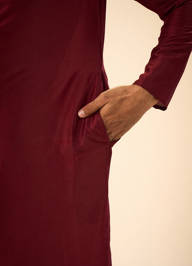 Manyavar Men Maroon Majesty Kurta Pajama