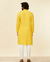 alt message - Manyavar Men Mustard Yellow Self Striped Kurta Set image number 4