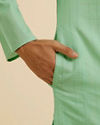 Manyavar Men Light Mid Green Self Patterned Kurta Set