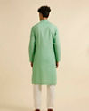 Manyavar Men Light Mid Green Self Patterned Kurta Set