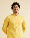 Mustard Yellow Linear Self Patterned Kurta Set