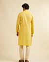 Manyavar Men Mustard Yellow Linear Self Patterned Kurta Set