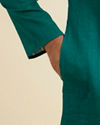 Manyavar Men Teal Green Striped Plain Kurta Set