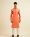 Manyavar Men Orange Plain Kurta Set