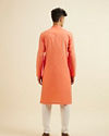 alt message - Manyavar Men Orange Plain Kurta Set image number 4