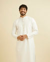 Warm White Floral Buta Patterned Kurta Set