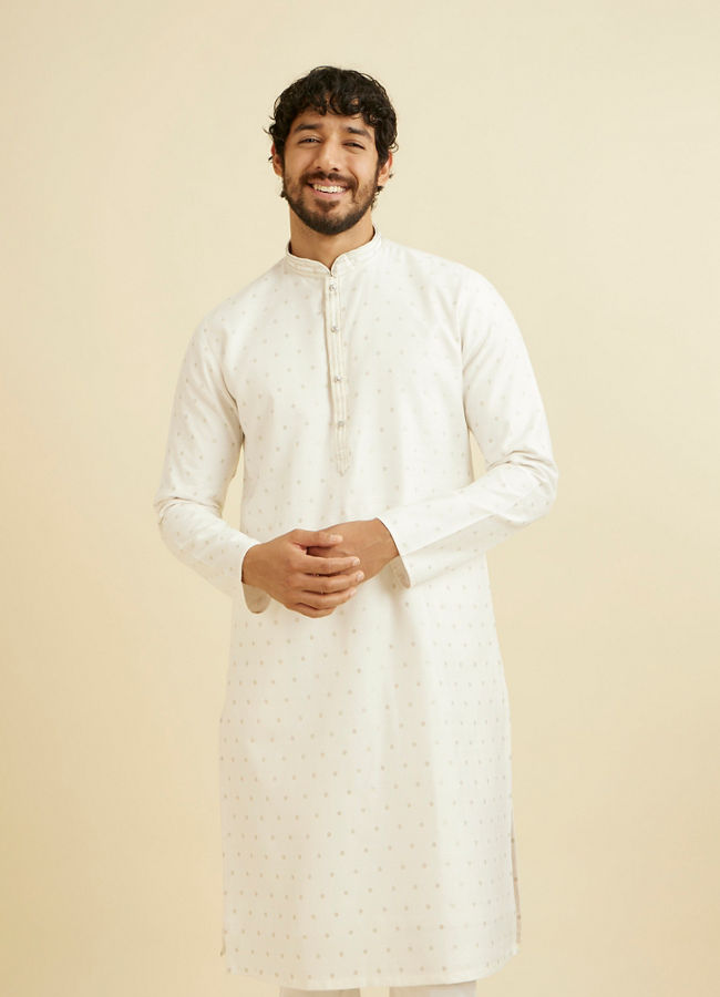 alt message - Manyavar Men Ethereal White Kurta Pajama image number 0