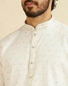 Manyavar Men Warm White Floral Buta Patterned Kurta Set