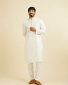 Manyavar Men Warm White Floral Buta Patterned Kurta Set