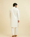 Manyavar Men Warm White Floral Buta Patterned Kurta Set