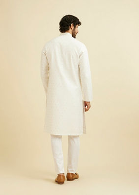 alt message - Manyavar Men Ethereal White Kurta Pajama image number 5