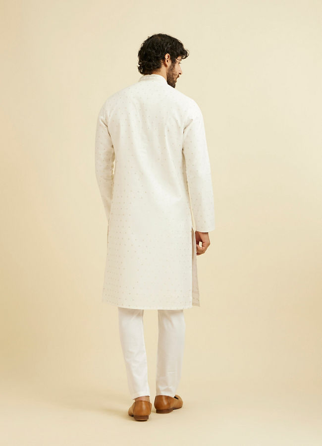 Manyavar Men Warm White Floral Buta Patterned Kurta Set