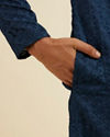 Manyavar Men Dark Blue Chikankari Printed Kurta Set