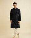Manyavar Men Charcoal Black Chikankari Kurta Set with Sequin Work