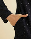 Manyavar Men Charcoal Black Chikankari Kurta Set with Sequin Work