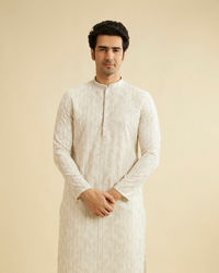 Manyavar Men Soft Beige Chikankari Sequin Embellished Kurta Set