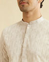 Manyavar Men Soft Beige Chikankari Sequin Embellished Kurta Set