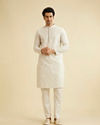 Manyavar Men Soft Beige Chikankari Sequin Embellished Kurta Set