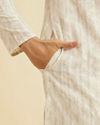 Manyavar Men Soft Beige Chikankari Sequin Embellished Kurta Set