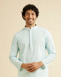 Manyavar Men Aqua Green Sequin Embellished Kurta Set