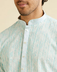 Manyavar Men Aqua Green Sequin Embellished Kurta Set