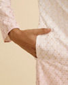 Manyavar Men Pink Ombre Dyed Chikankari Kurta Set