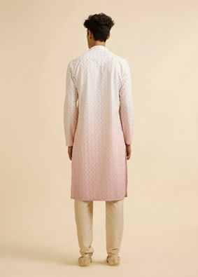 alt message - Manyavar Men Pink Ombre Dyed Chikankari Kurta Set image number 4