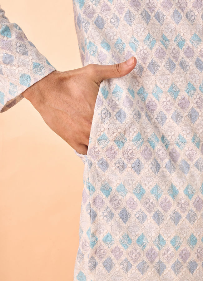 Manyavar Men Elegant Warm Cream Kurta Pajama