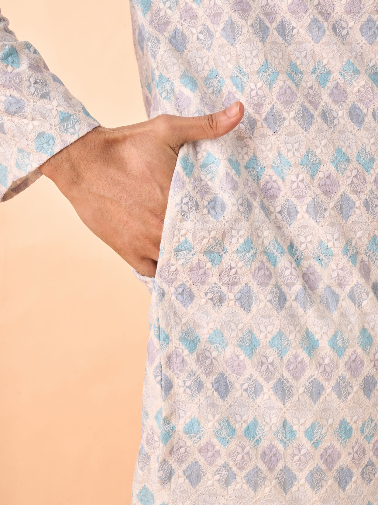 Manyavar Men Elegant Warm Cream Kurta Pajama