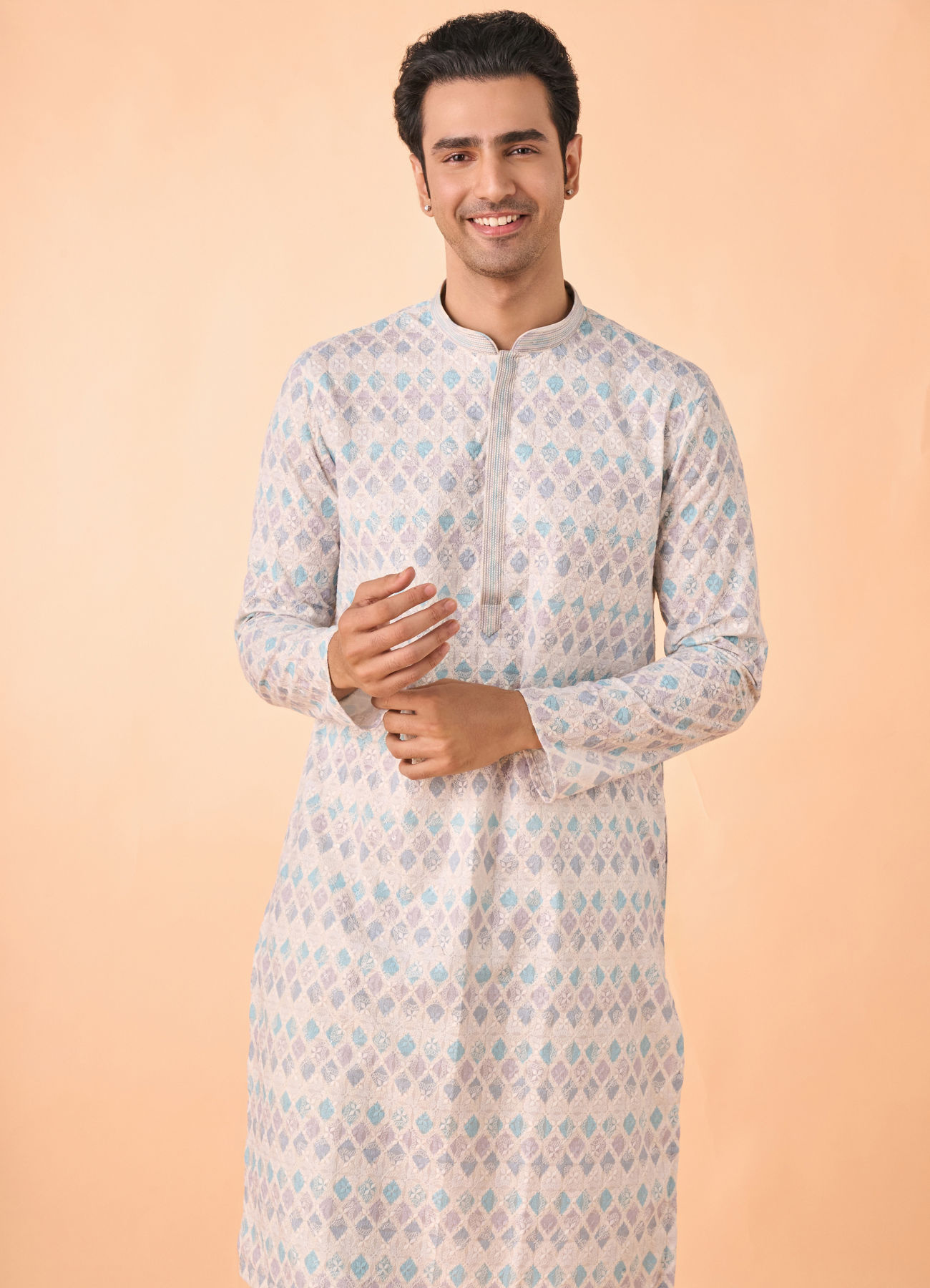 Manyavar Men Elegant Warm Cream Kurta Pajama