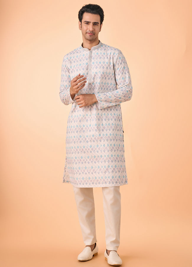 Manyavar Men Elegant Warm Cream Kurta Pajama