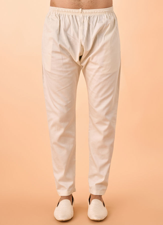 Manyavar Men Elegant Warm Cream Kurta Pajama