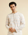 alt message - Manyavar Men Warm White Chikankari Inspired Sequinned Kurta Set image number 0