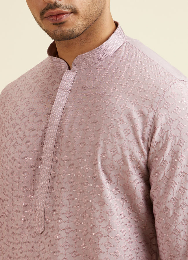 Manyavar Men Lilac Jaal Patterned Sequined Kurta Set image number 1