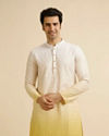 alt message - Manyavar Men Yellow Ombre Dyed Chikankari Kurta Set image number 0