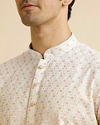 Manyavar Men Yellow Ombre Dyed Chikankari Kurta Set