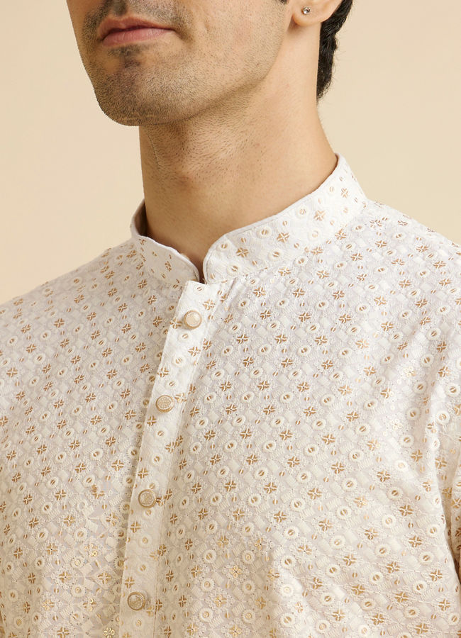 Manyavar Men Yellow Ombre Dyed Chikankari Kurta Set