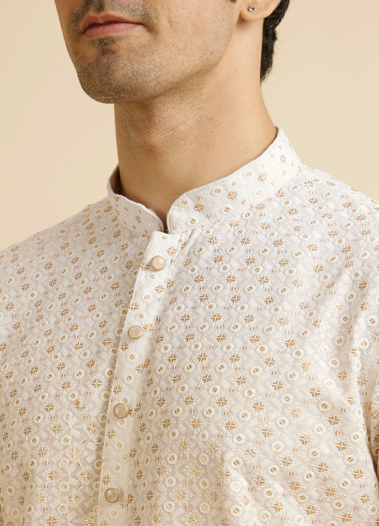 Manyavar Men Yellow Ombre Dyed Chikankari Kurta Set