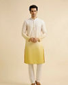 alt message - Manyavar Men Yellow Ombre Dyed Chikankari Kurta Set image number 2