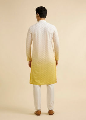 alt message - Manyavar Men Yellow Ombre Dyed Chikankari Kurta Set image number 3